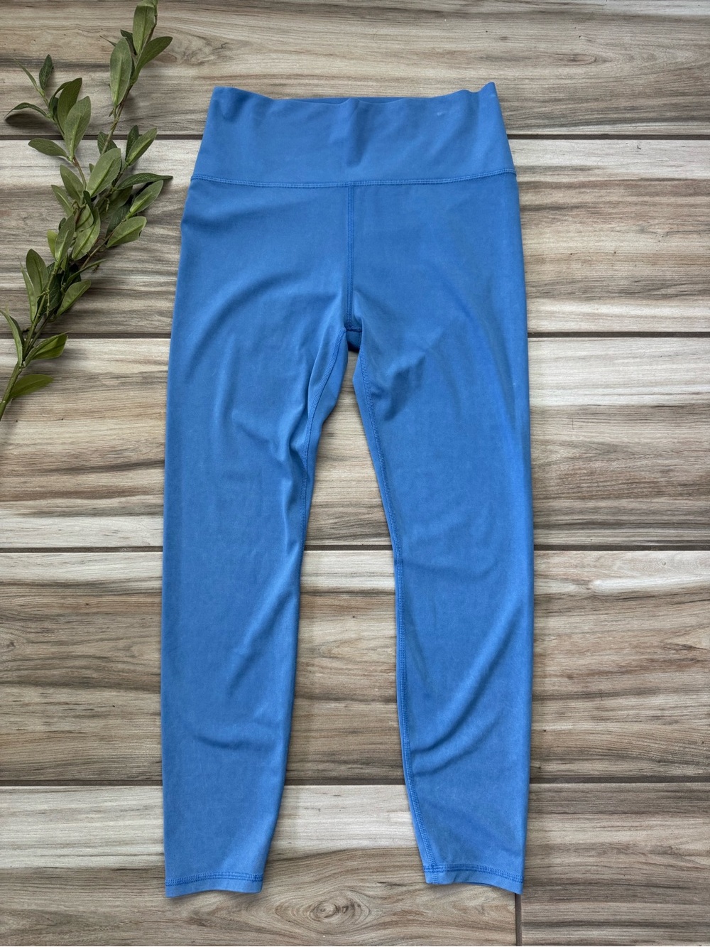 Vuori Washed Studio Cerulean Blue Leggings Large High Rise Yoga Pilates